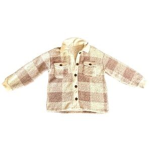 {Cozie by Pink Rose} Super Soft Sherpa Button Down Plaid Sweater